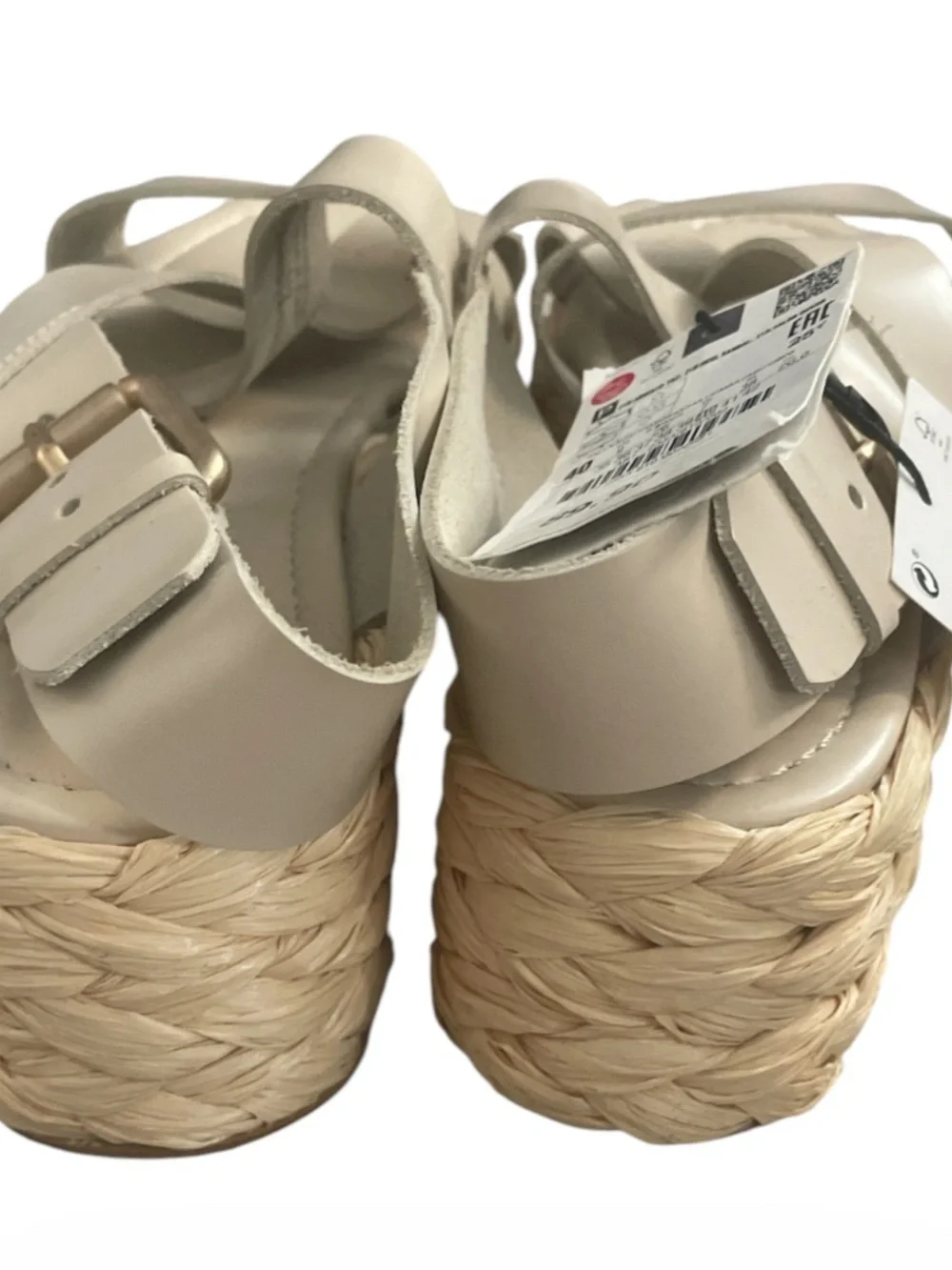 Zara Leather Strappy Flatform Platform Espadrille Sandals, - Picture 3 of 4